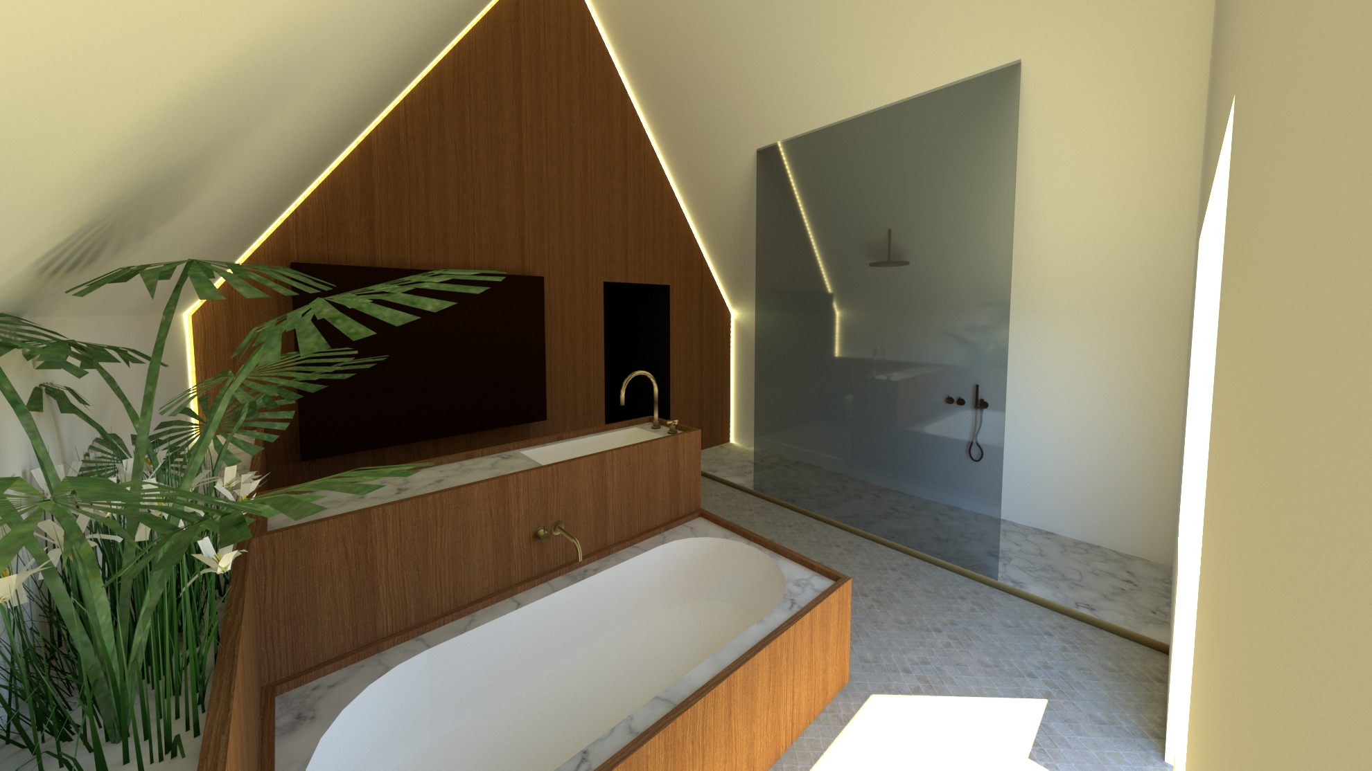 3D visualisatie van badkamer ontwerp Stijl en inspiratie