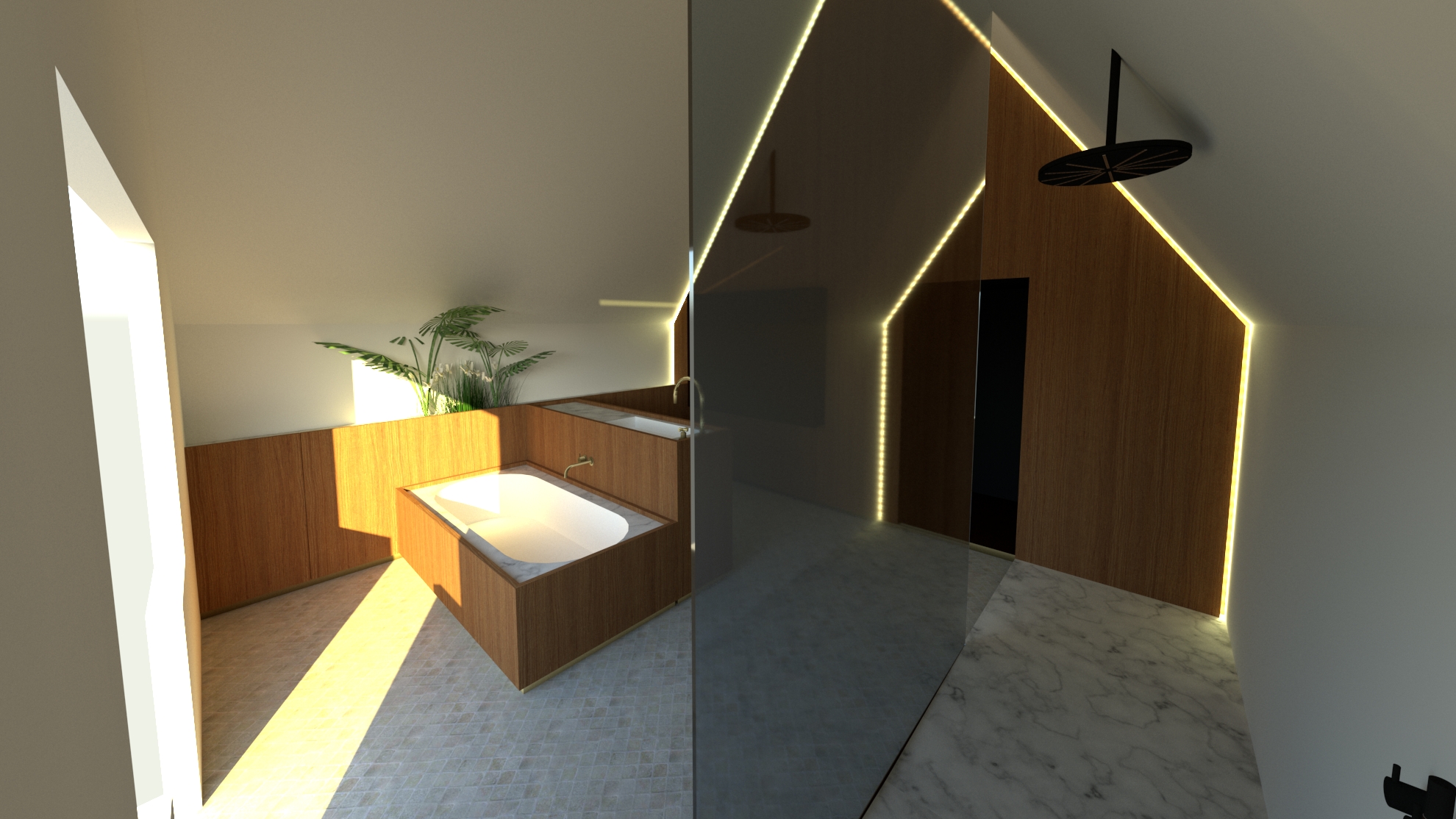 3D visualisatie van badkamer ontwerp Stijl en inspiratie