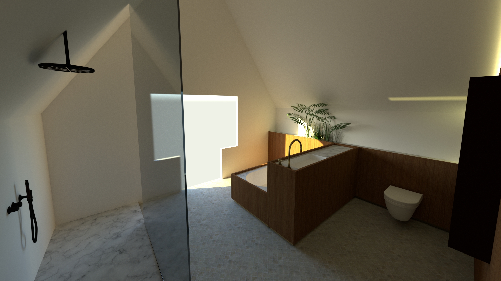 3D visualisatie van badkamer ontwerp Stijl en inspiratie