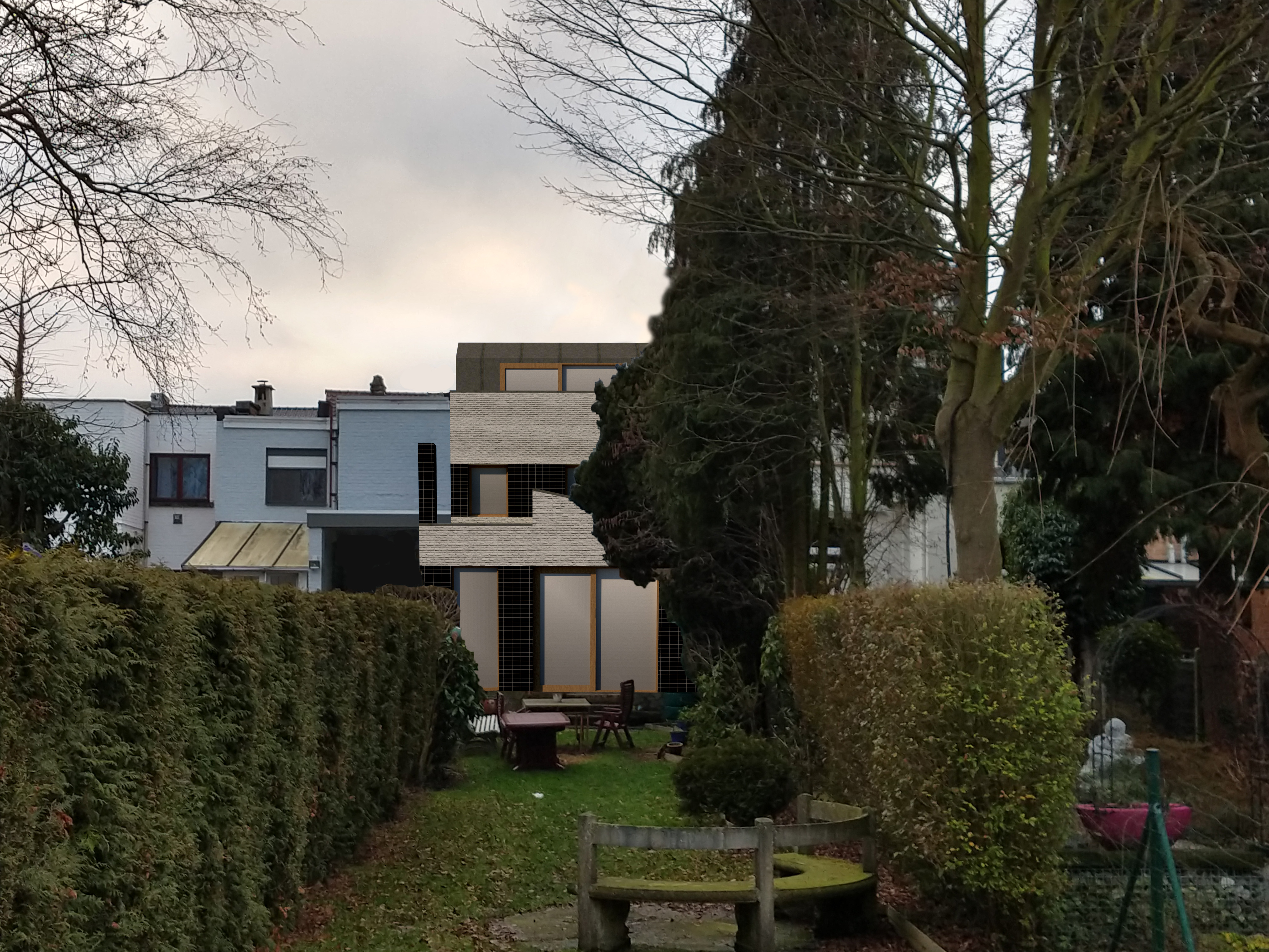 Gevelrenovatie zwarte steenstrips architectuurontwerp