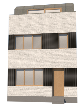 Gevelrenovatie zwarte steenstrips architectuurontwerp
