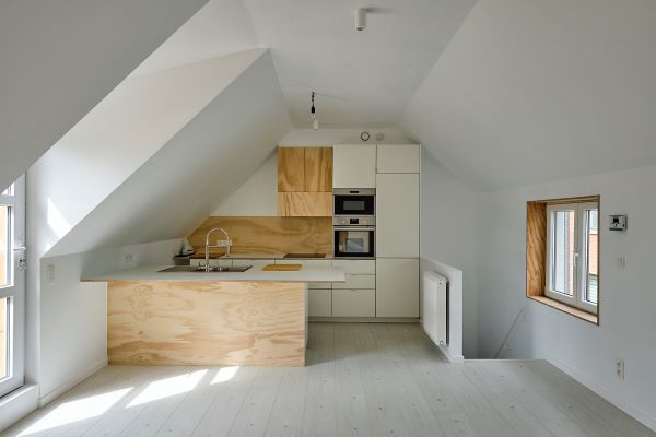 Keukenontwerp in multiplex interieurarchitectuur